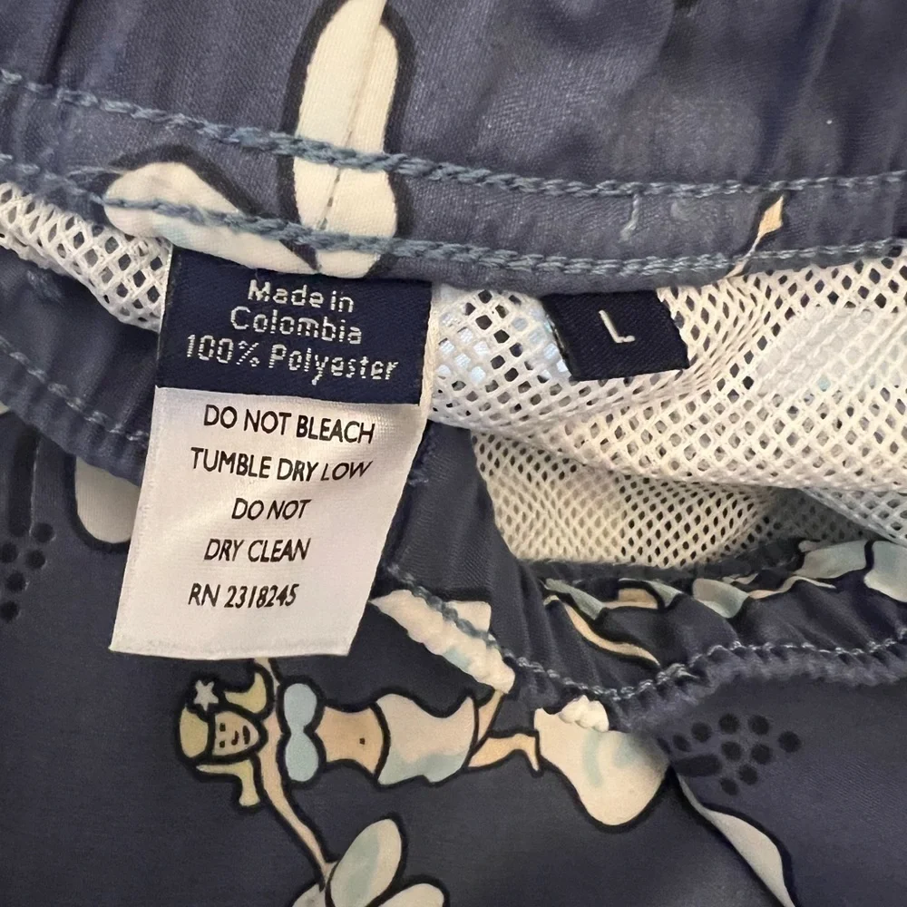 NWOT Vineyard Vines blue Hawaii Hulu floral swim trunks w/ storage pouch